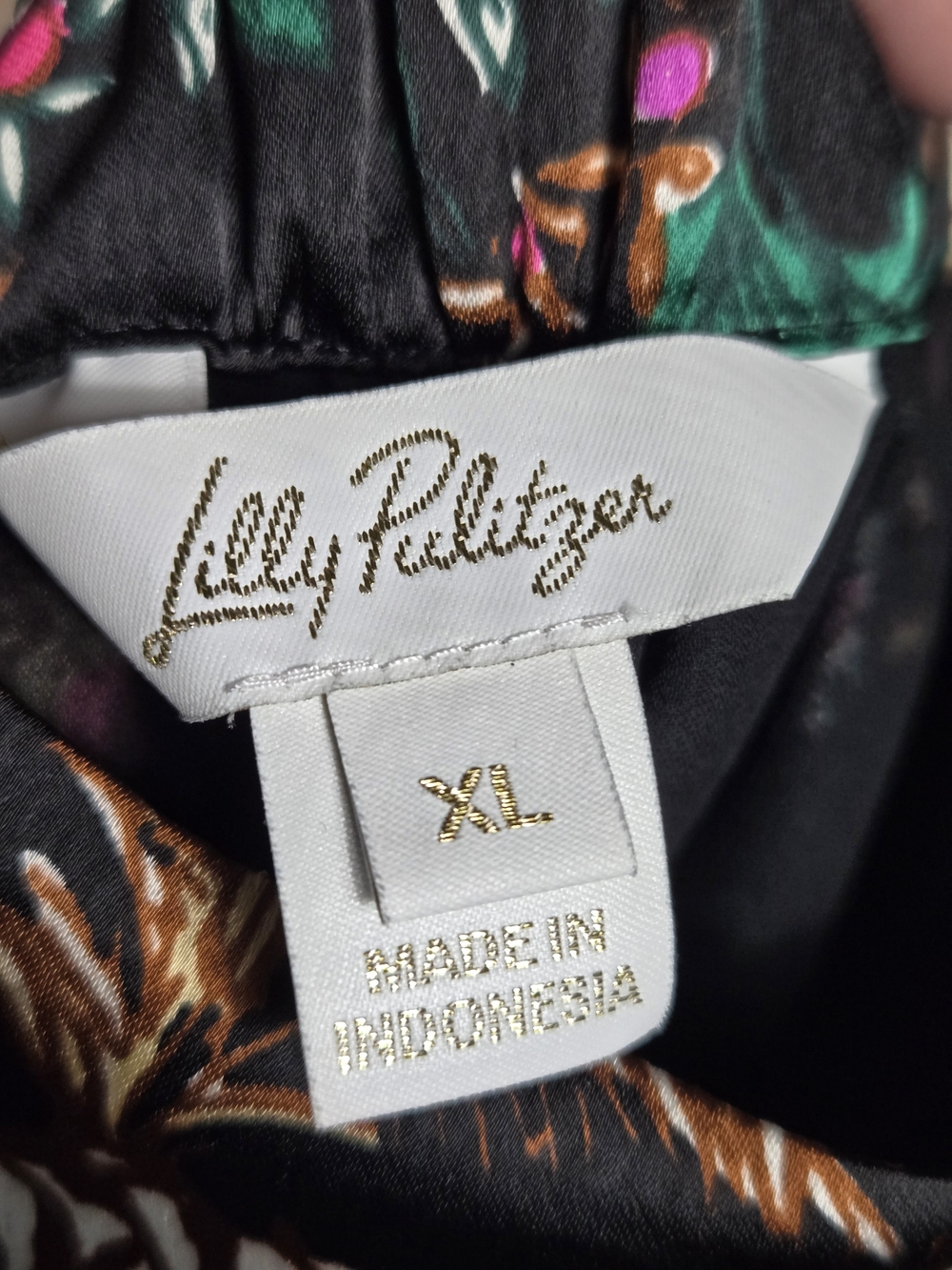 Lilly Pulitzer Safari Jungle Giraffe Leopard Off Shoulder Satin Blouse Top XL - Picture 13 of 15